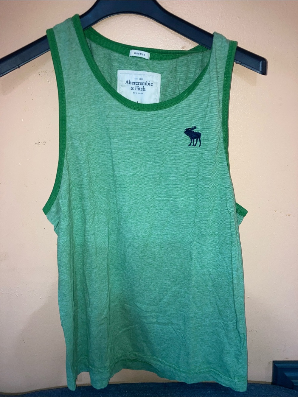Y2K Abercrombie & Fitch Heather Green Tank with Dark Green Trim